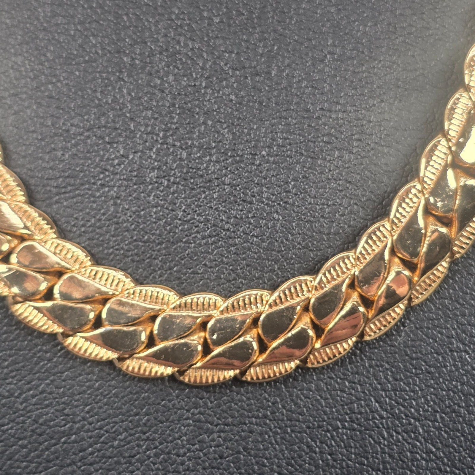 Cool 12K Gold-Plated Miami Cuban Chunky Curb Link Textured Chain Necklace 28″ U7