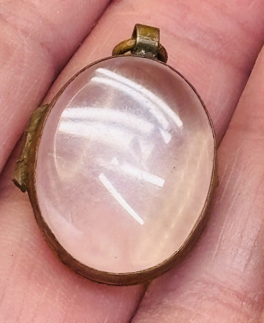 Antique Victorian Oval Glass Crystal Locket Pendant Brass Keepsake Hair Mourning