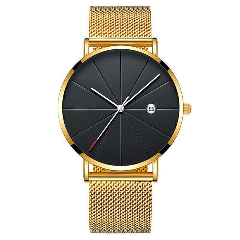 Men’s Casual Ultra Thin Quartz Analog Wrist Watch with Stainless Steel Mesh Band