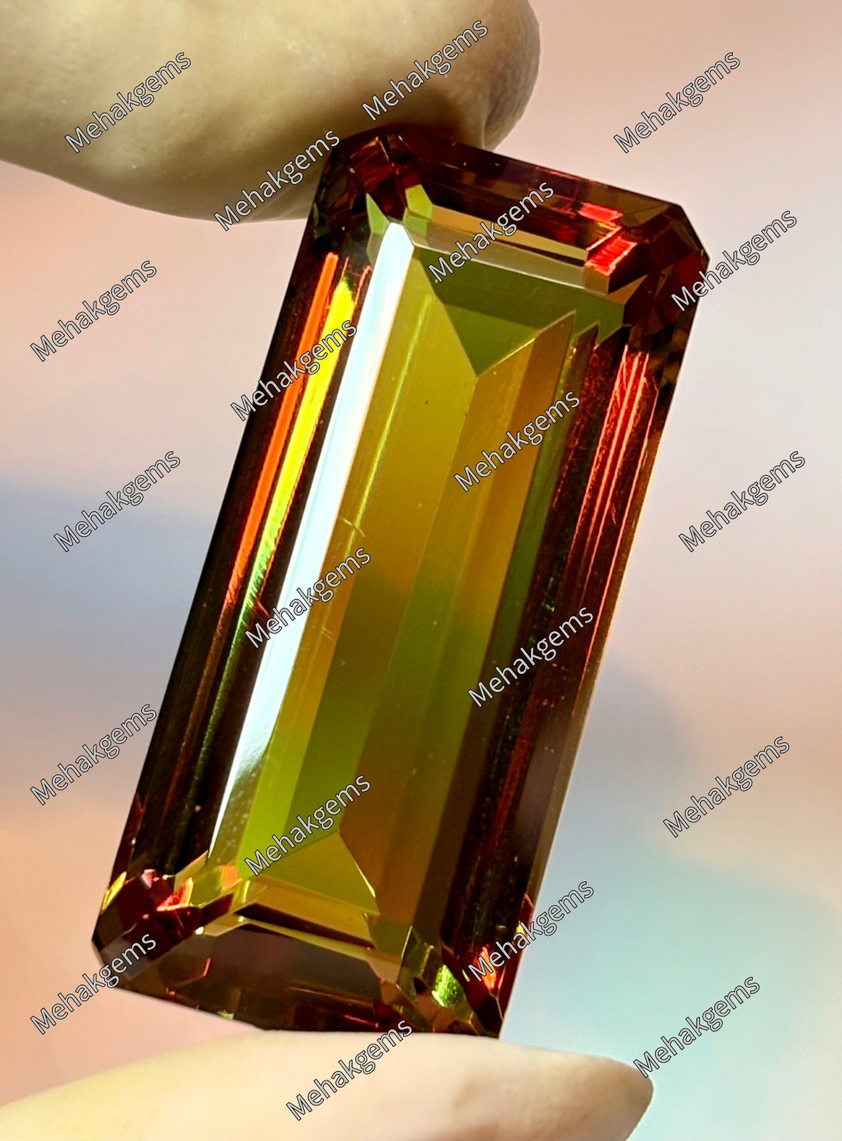 56 Carat Color Shift Zultanite Baguette Gemstone, Custom Ring Pendant Stone