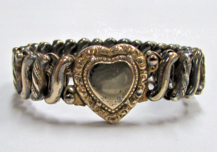 Vintage Carmen D.F.B. Sweetheart Heart Gold Filled Expansion Bracelet