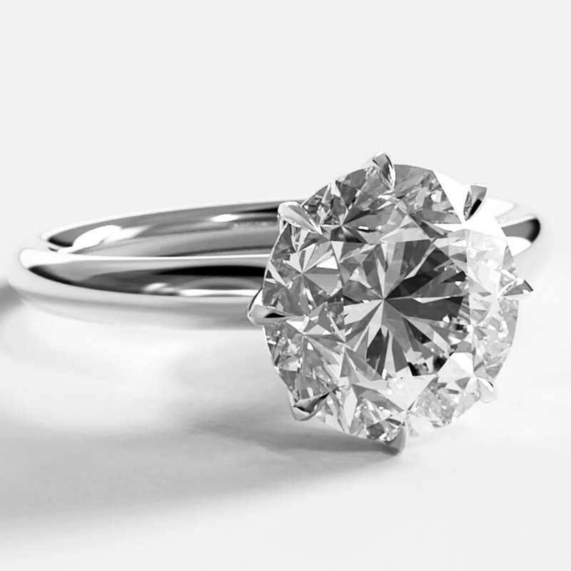 5.0TCW Round Cut Moissanite Solitaire Engagement Ring 14k White Gold Plated