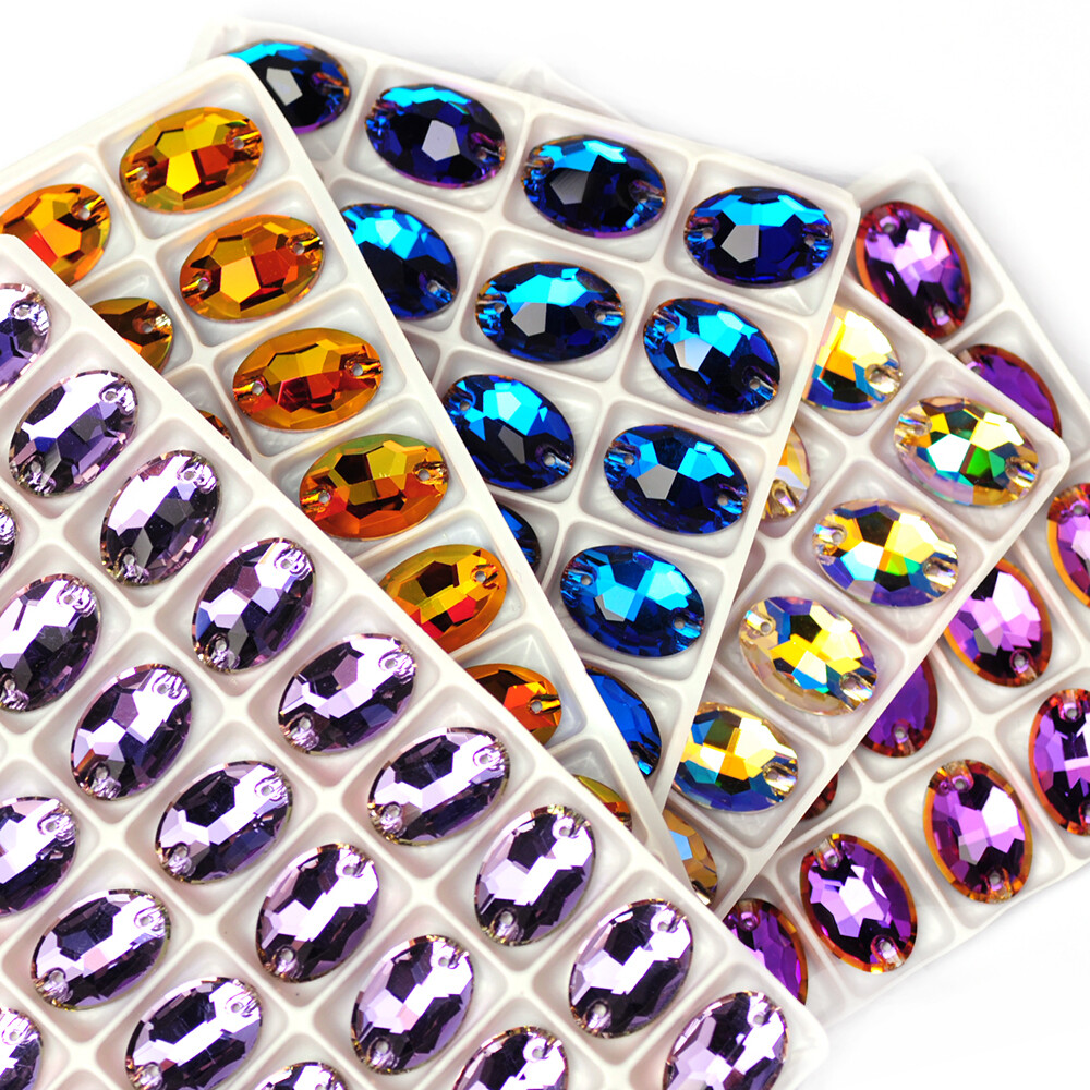 K9 Diamond Glass Rhinestones Sew-On Glass Flatback Oval Accessories Sewing Craft