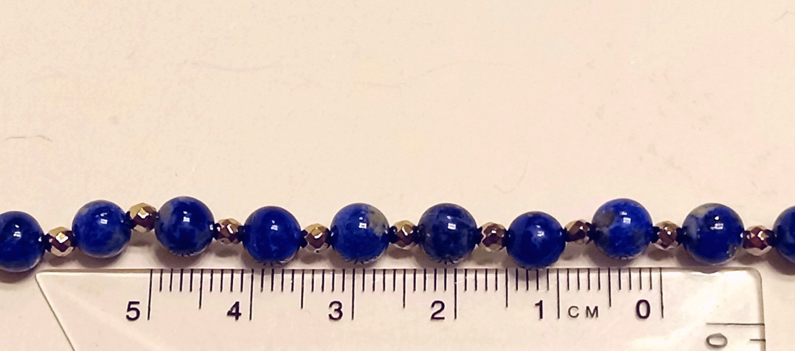 Ladies 6 mm LAPIS & Faceted GOLD Bead Bracelet 14K Gold Clasp / CUSTOM LENGTH