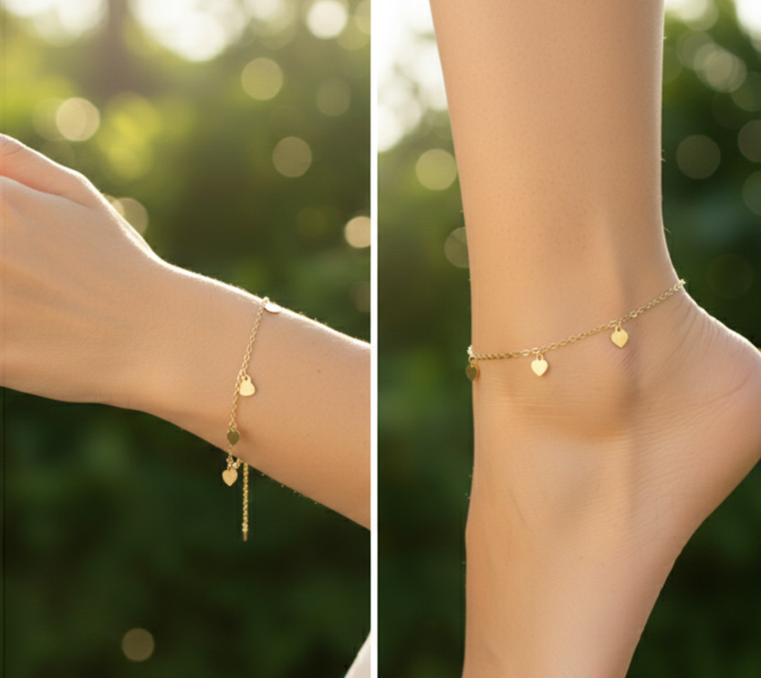 Elegant Gold Color Heart Bracelet 18K Gold Plated Designer Bracelet For Women