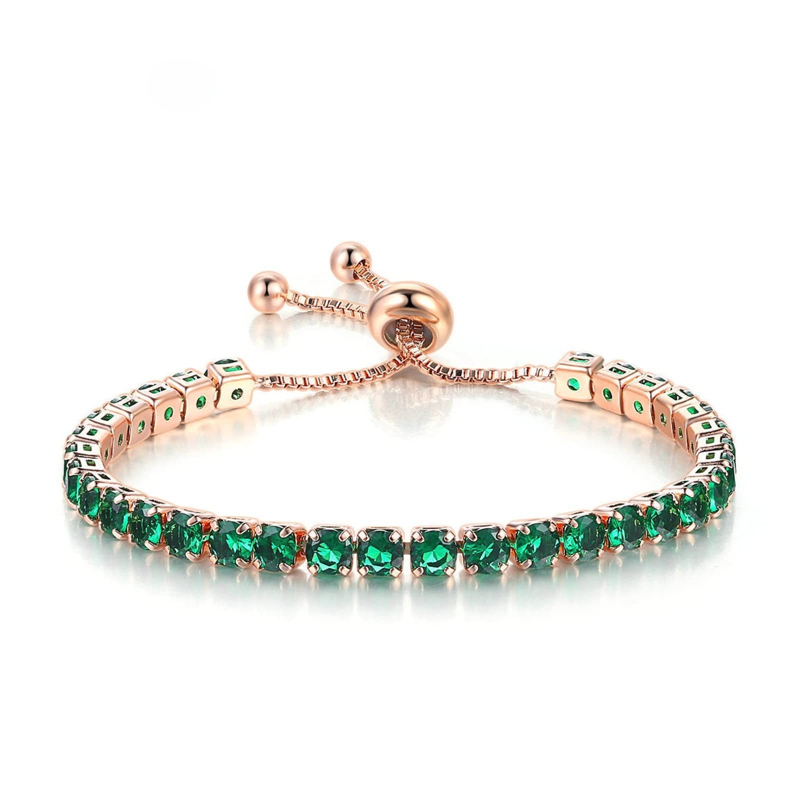 14K Gold Silver Plated Adjustable Rhinestone Beads Bracelet for Women