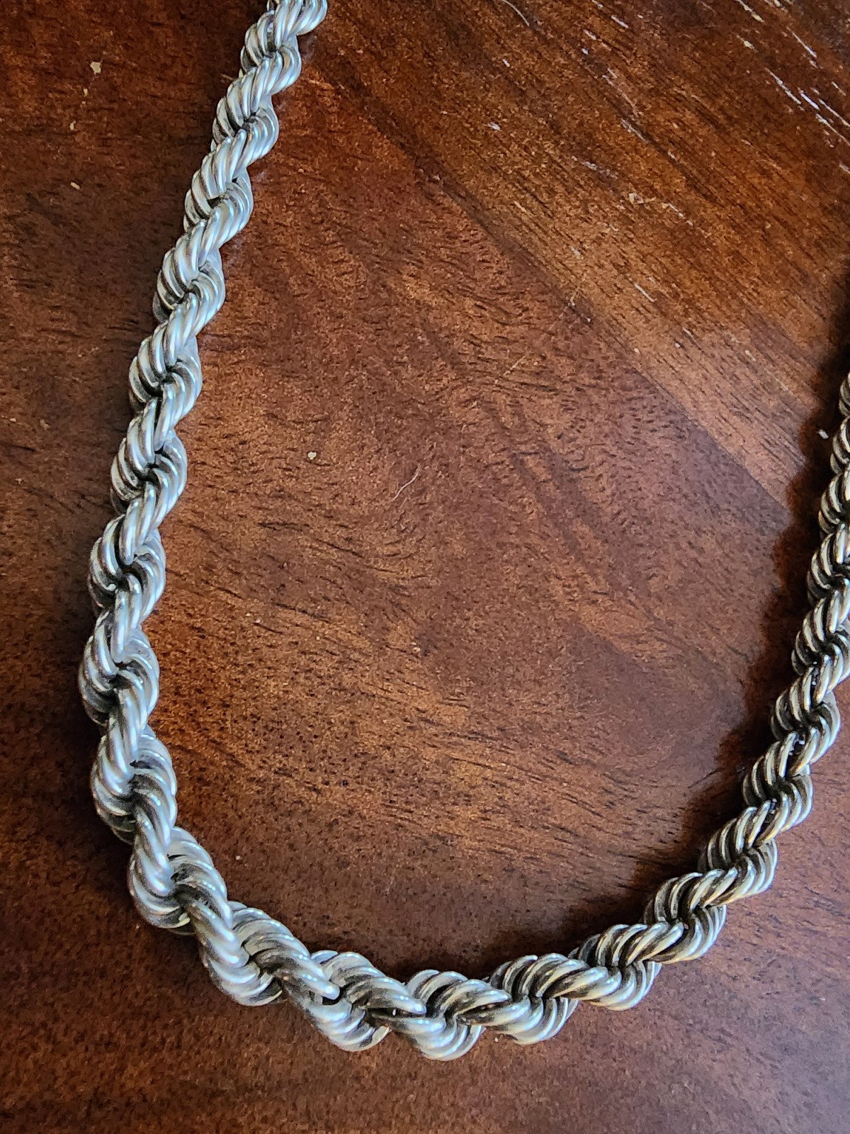 STERLING MEXICO 925 HEAVY WIDE ROPE CHAIN NECKLACE W SECURITY CLASP 20″