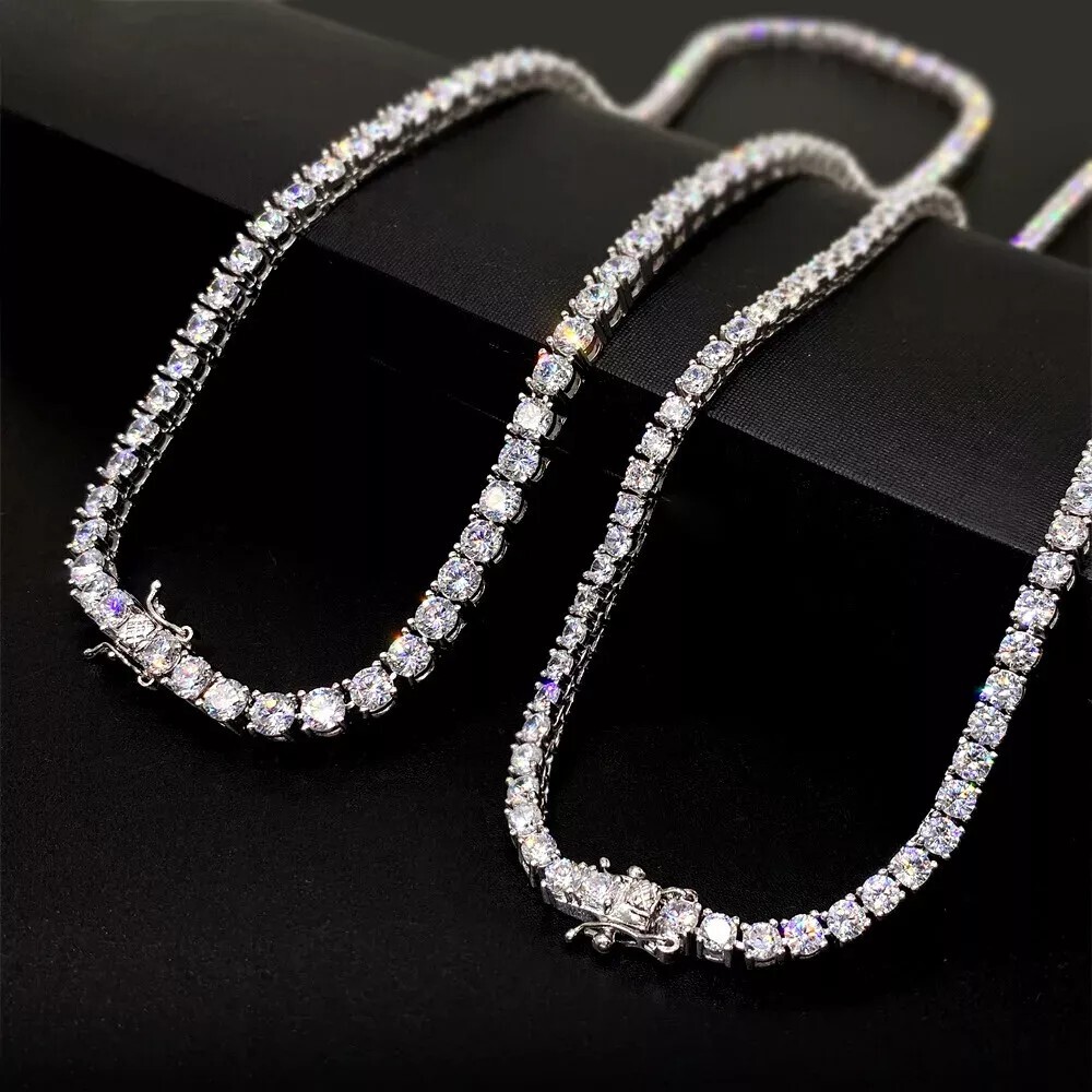 Mens Tennis Chain Necklace 100% Stainless Steel Cubic Zirconia Chain Bracelet