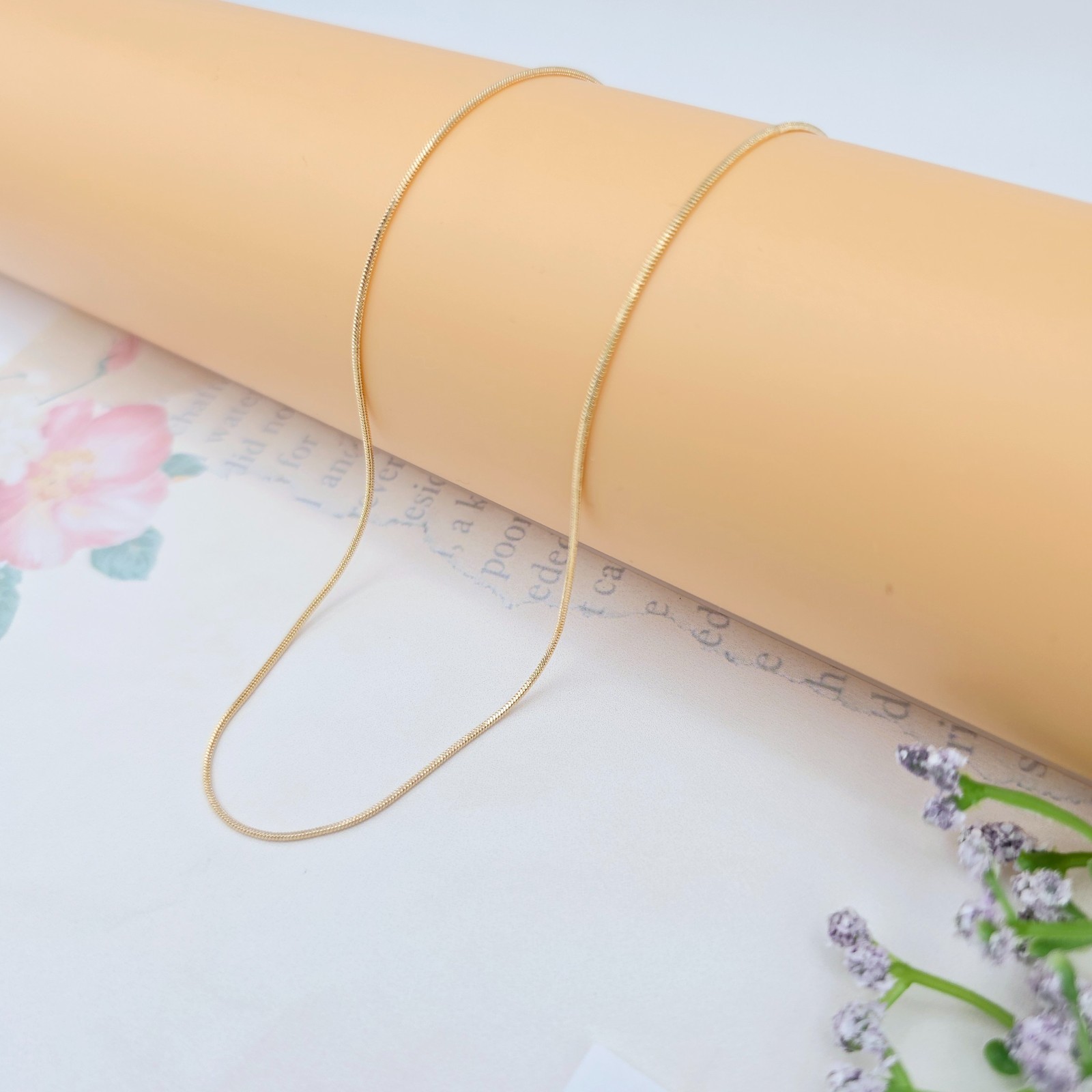 Flat Snake Chain Necklace for Women – 45cm , XPNL0047 Minimalist Rose Gold