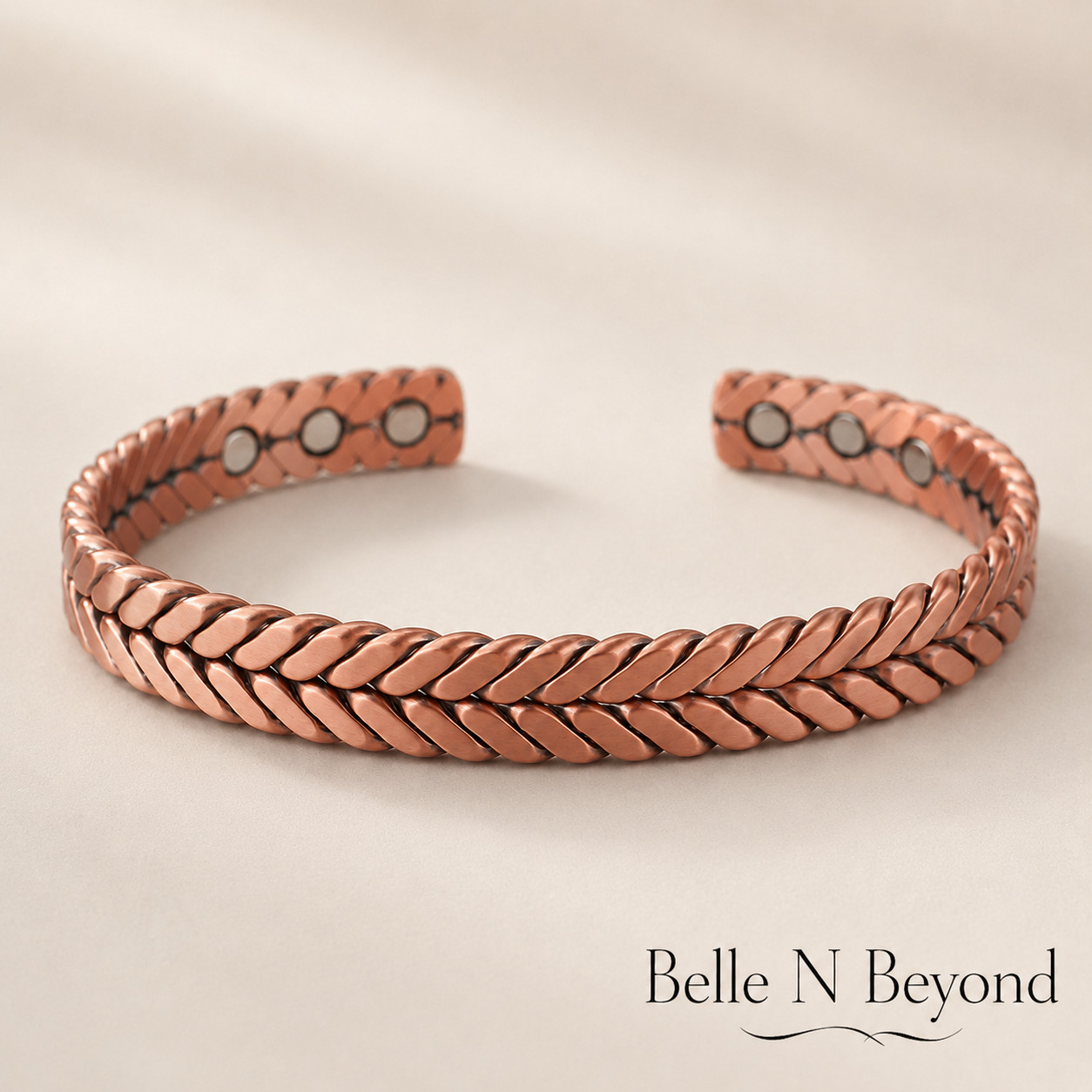 Pure Copper Magnetic Bracelet Adjustable Braided Cuff 6 Magnets Unisex