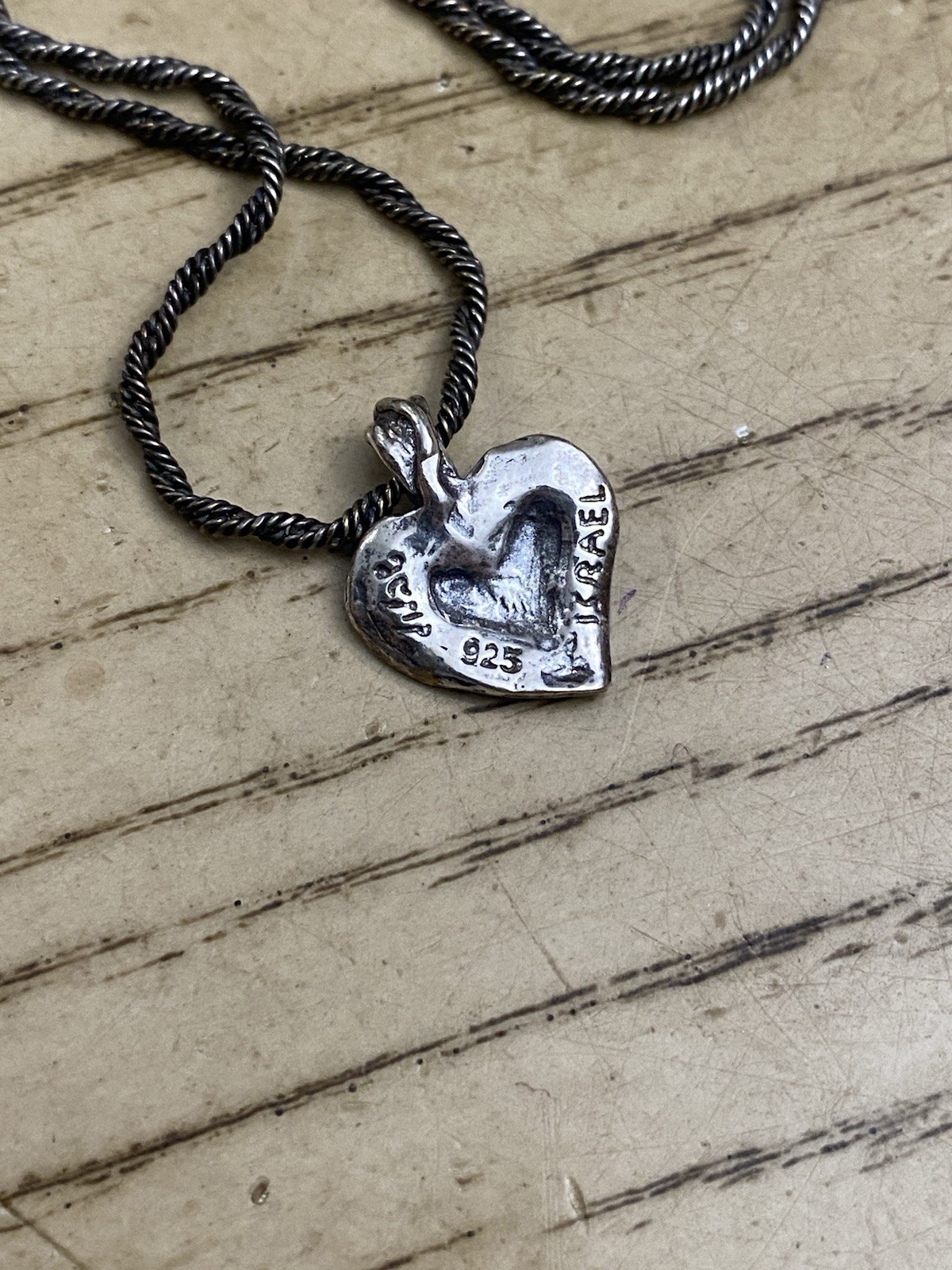 Shabool DIDAE Israel Handmade 925 Sterling Silver Signed Heart Necklace 16”