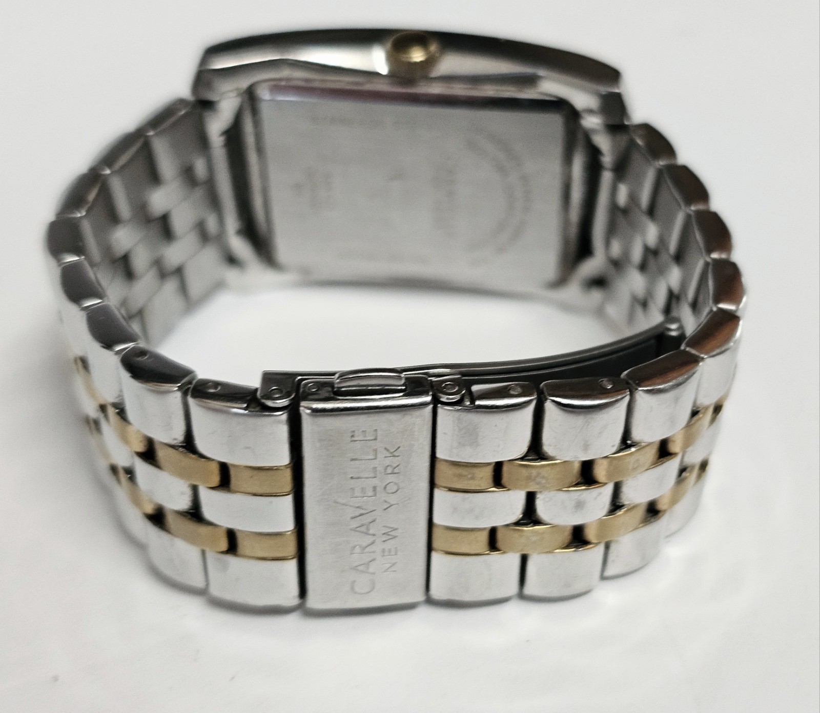 Caravelle By Bulova Tank Watch 45A123 Two Toned 32mm To Crown 40mm From Top.