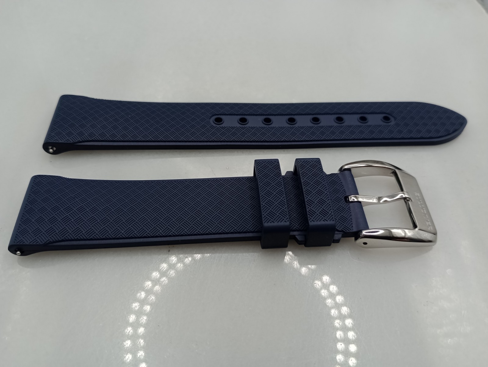 New 20mm Watchgecko Zuludiver HNBR Rubber Watch Strap Blue Quick Release 6B218