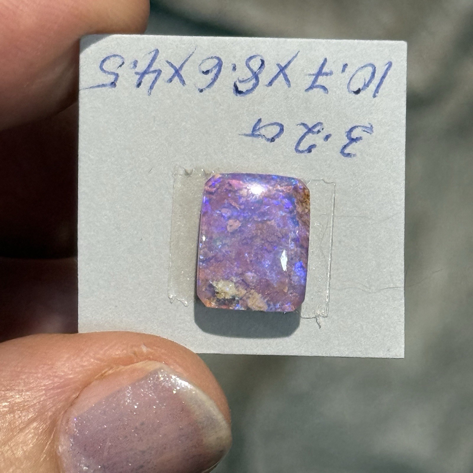 3.2ct 10.7×8.6×4.5mm Australian Boulder Purple Crystal Pipe Opal Cabochon Gem