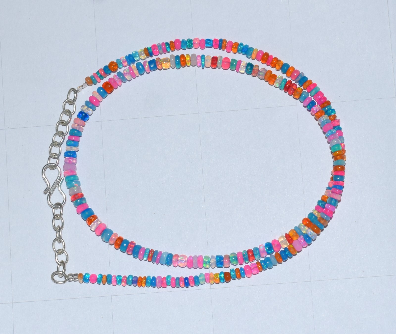 AAA+ Natural Ethiopian Opal Wello Fire Opal Gemstone Beads 16″Necklace M110