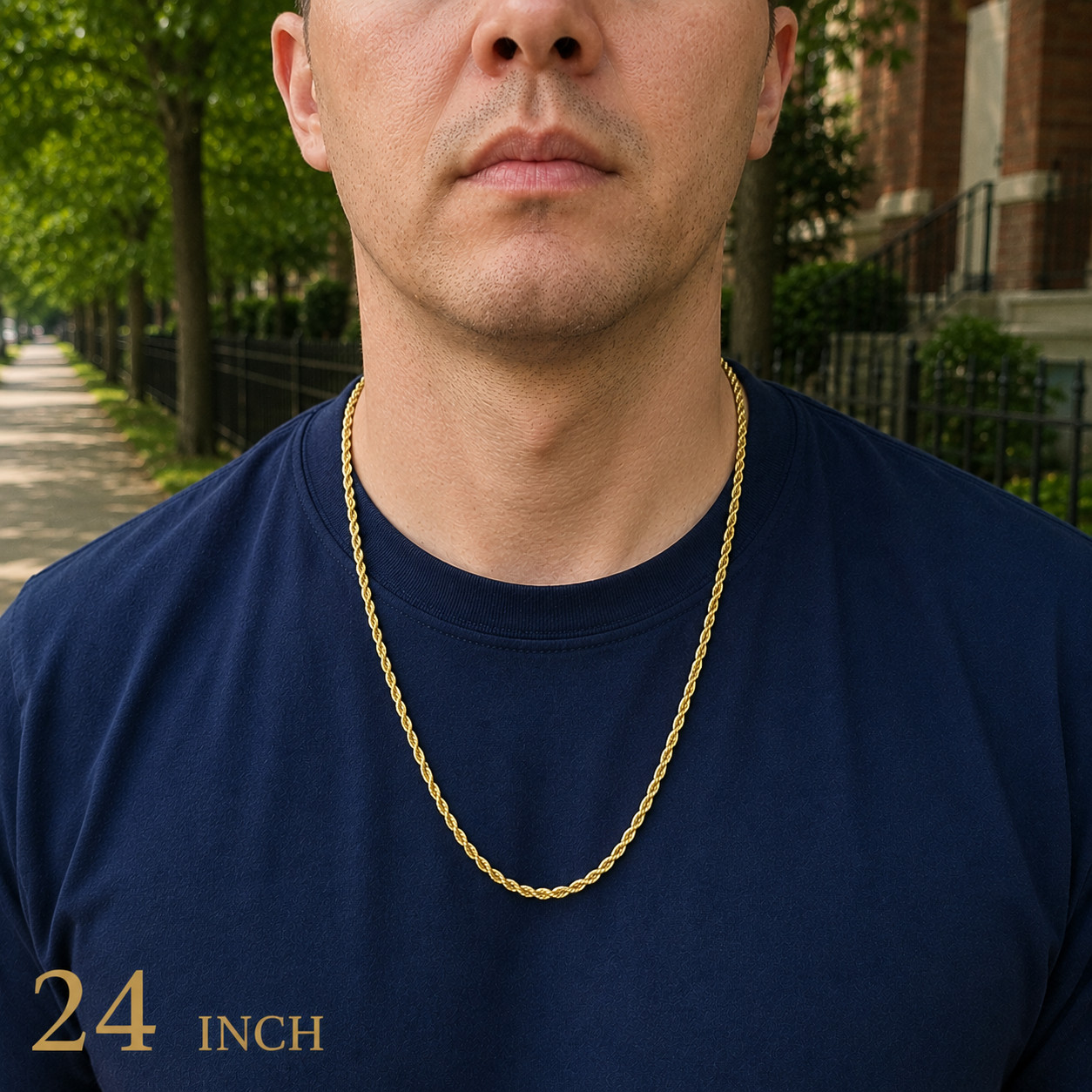 14K Gold Plated Rope Chain Necklace 18-30” 2mm-10mm Unisex Chain