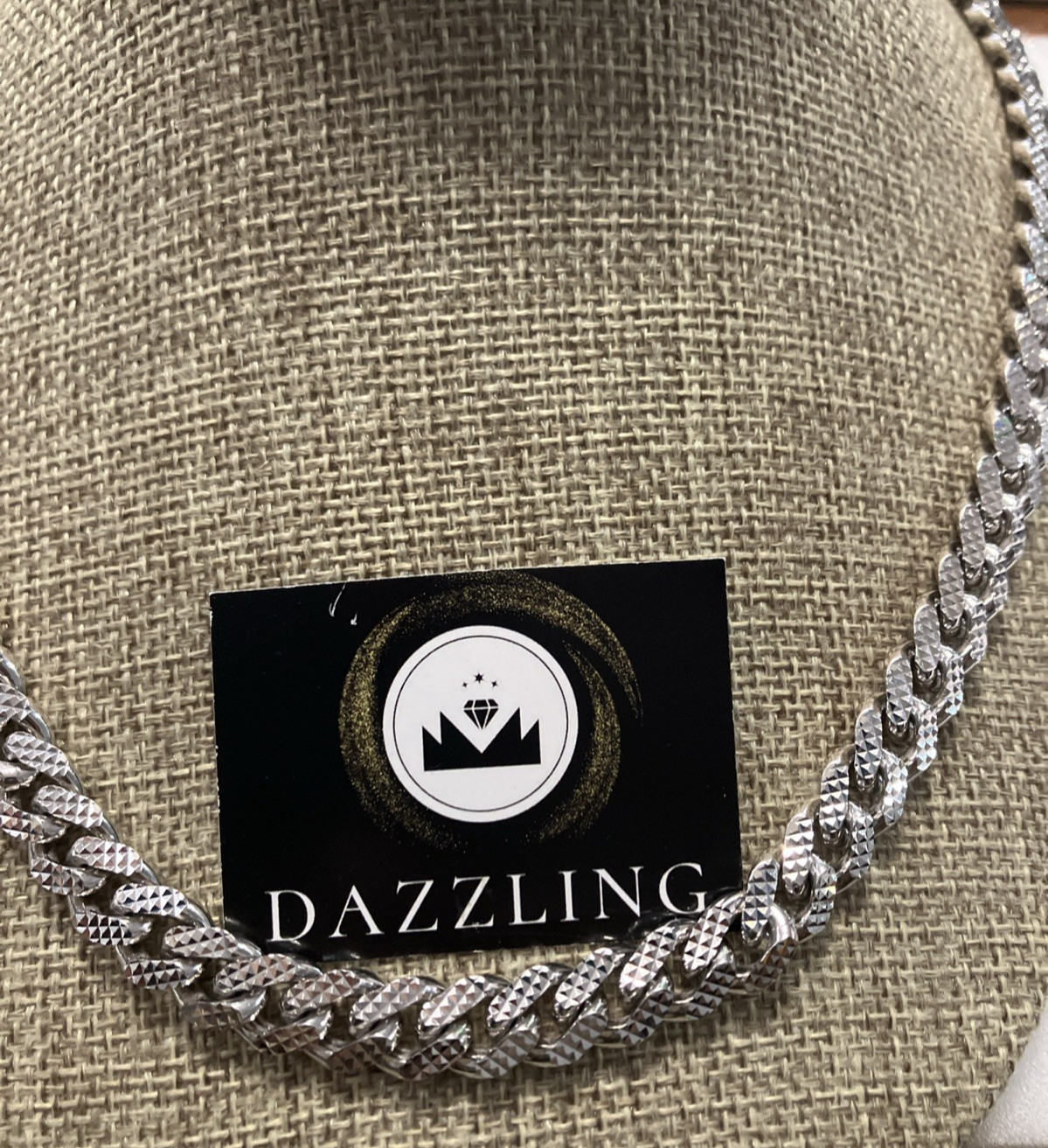 925 Sterling Silver Italy Solid Cuban Chain Dia-Cuts 129grams 9.7mm 26″ Box-Lock