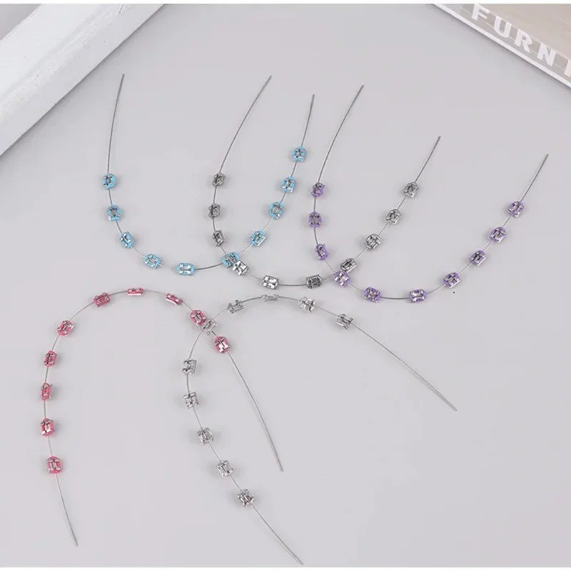 1 Pair Colorful Fashion Braces Metal Wire Tooth Decoration Fake Braces
