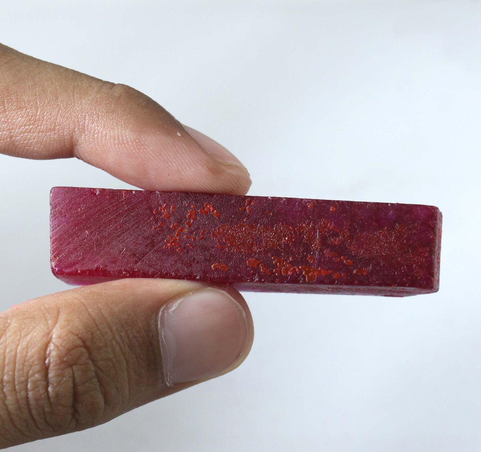 124 Ct Certified Natural Red Ruby Gemstone Slice Rough T36909 Birthday Discount