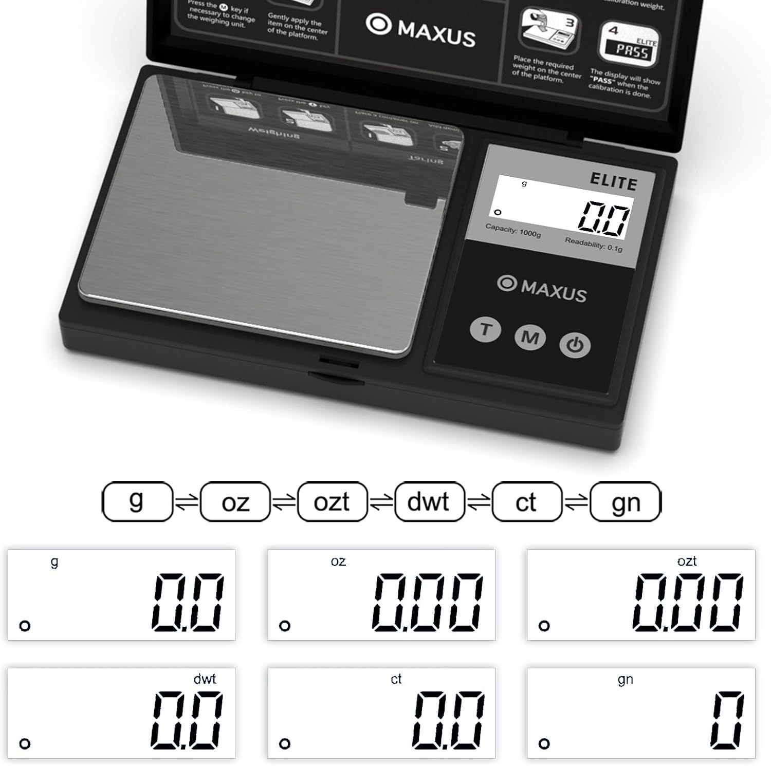 Mini Digital Food & Jewelry Scale 1000g with Accurate Readout & Tare Function