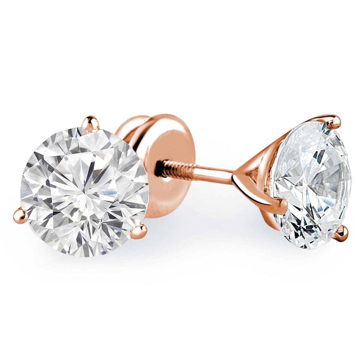 18k Rose Gold Martini Studs Round 0.50 Ct Lab Created Diamond Women’s Earrings