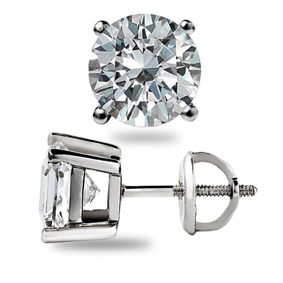 4.0 Ct GRA Moissanite Stud Earrings 14K Solid White Gold 8mm – Elegant Gift