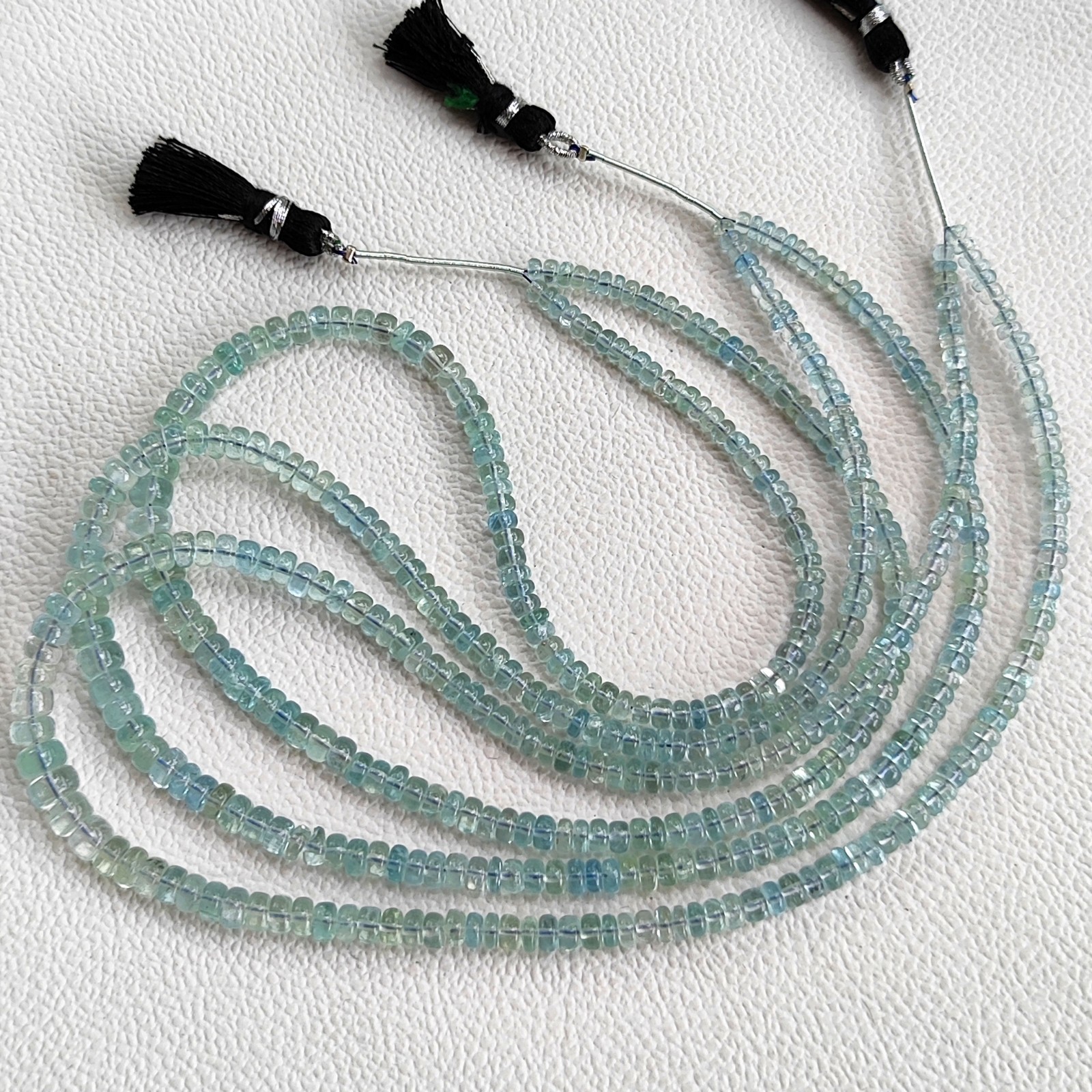 Natural Aquamarine 3.5-6mm Smooth Rondelle Beads Strand 16″ Brazil Gemstones