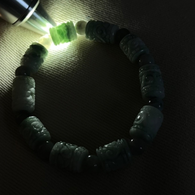 Natural Burmese Jadeite Bracelet Type A Hand-Carved Barrel Beads 184.25ct Myanma
