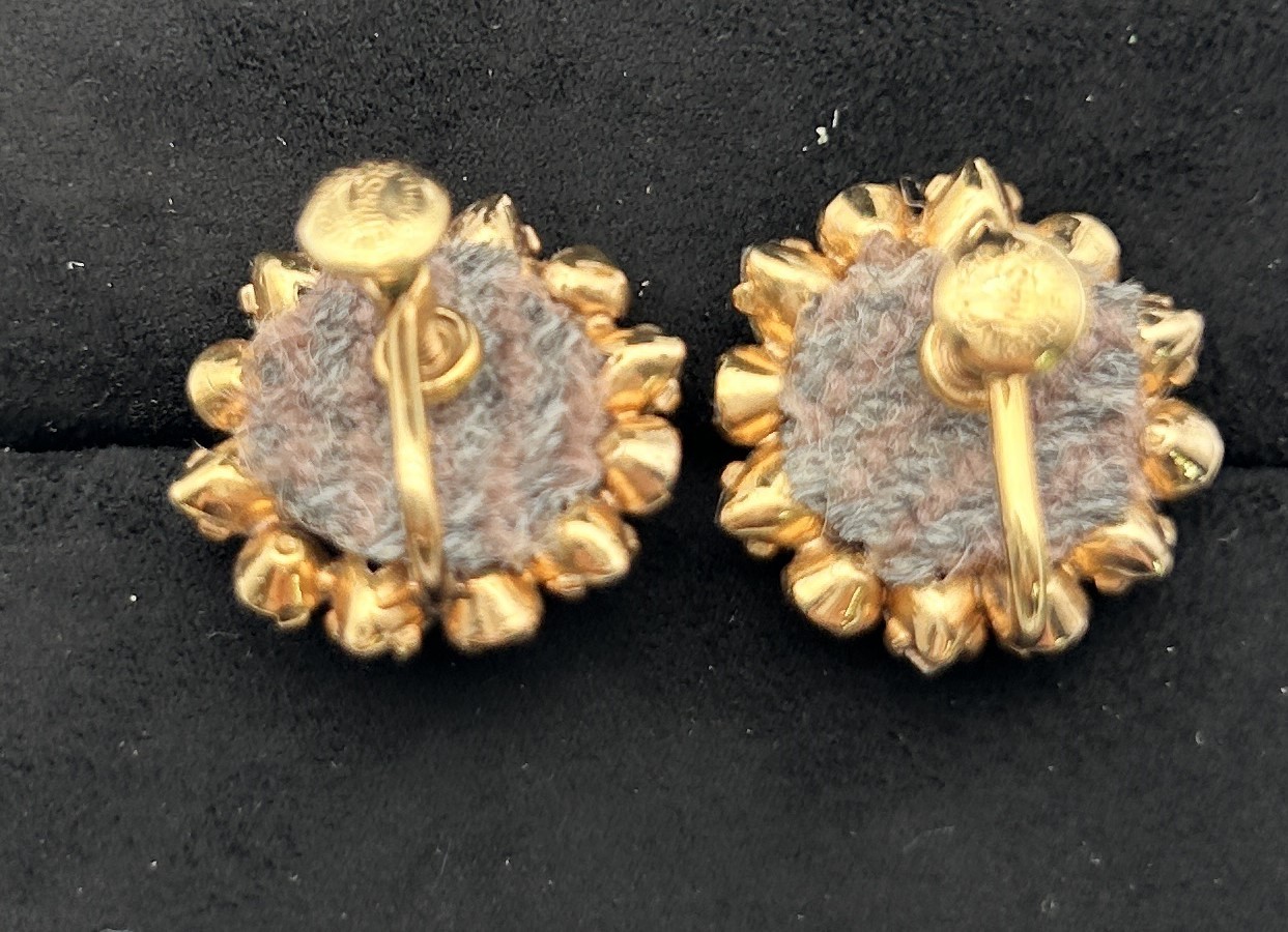 Vintage 12K Gold Filled MSK Floral Turquoise Rhinestone Necklace Earrings Set 35