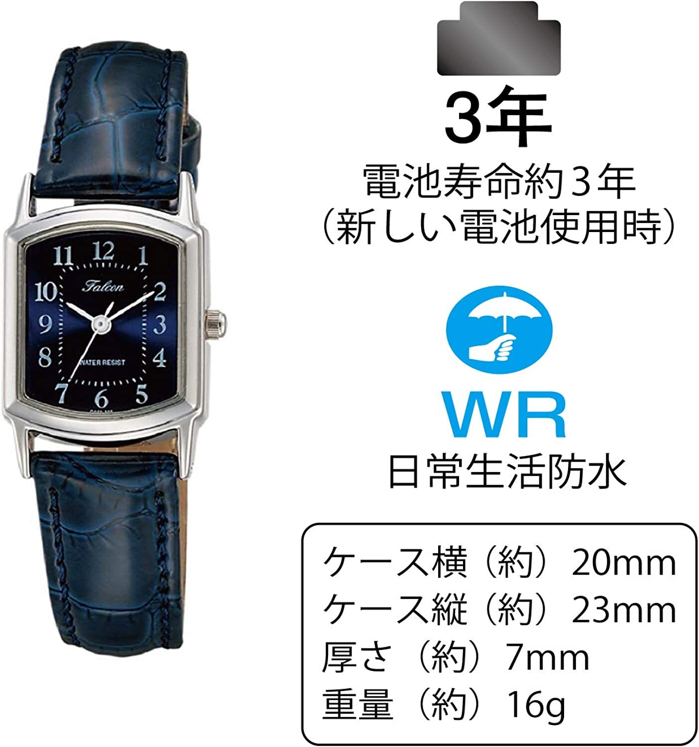 Citizen Q&Q Watch Analog Waterproof Leather Belt QA69-305 Ladies Navy From Japan
