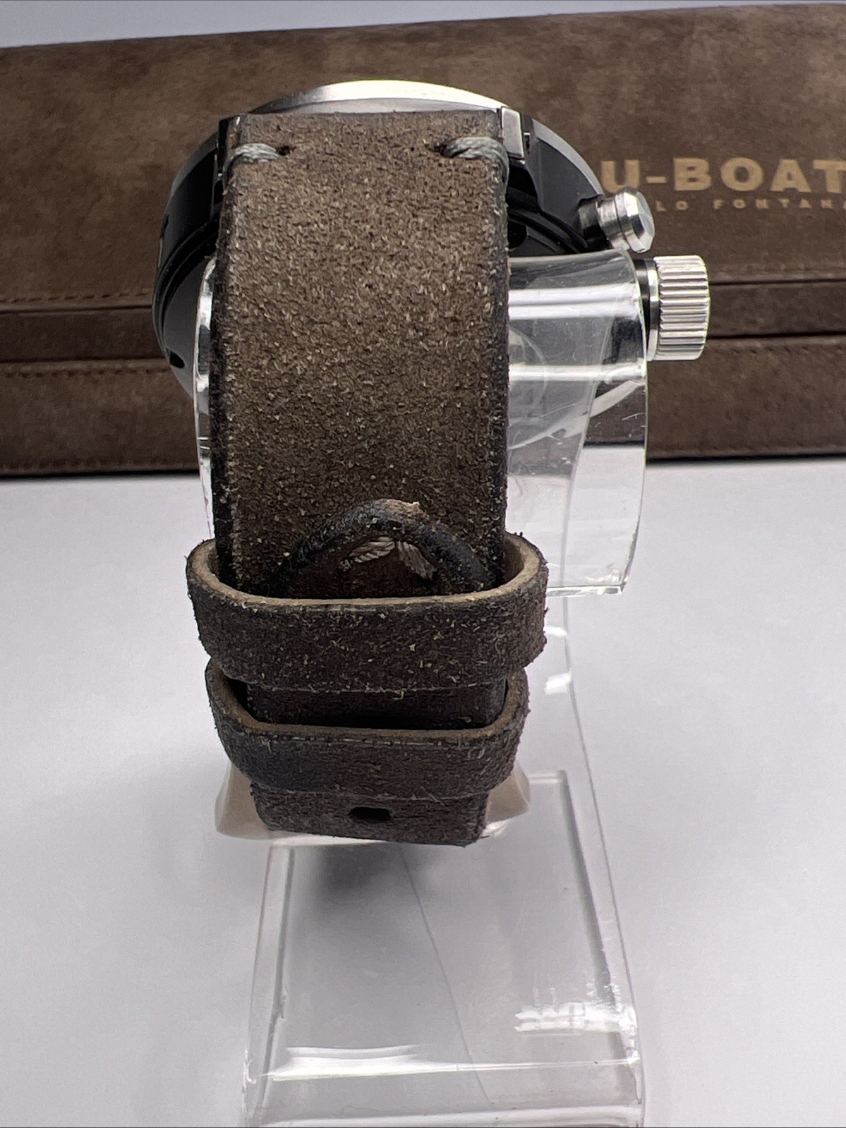U Boat 50mm Black PVD Steel Chronograph U-7750/50 Watch Carbon Dial w/ Box
