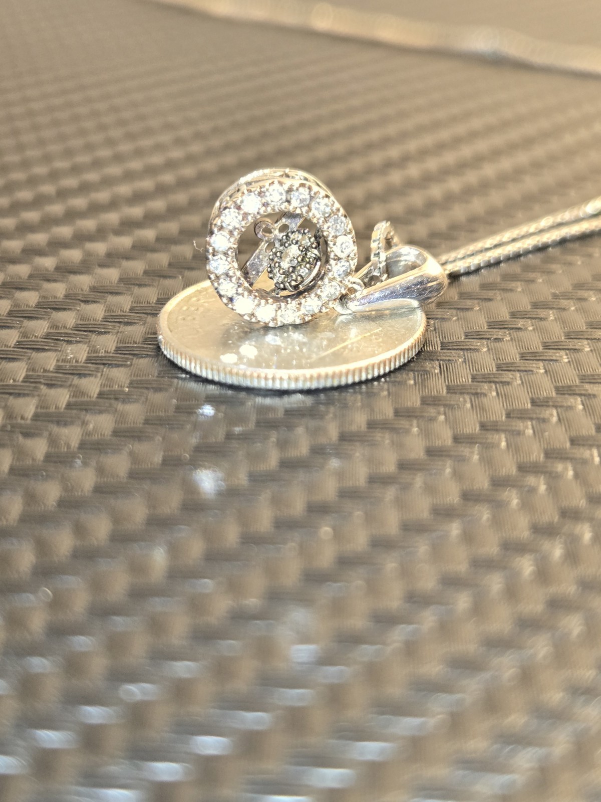 OTC Maker -925 Sterling – Floating Diamond Round Halo Necklace – 18in