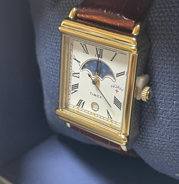 Timex x Noah Moon Phase Watch Brown Gold Leather Rectangular New Limited