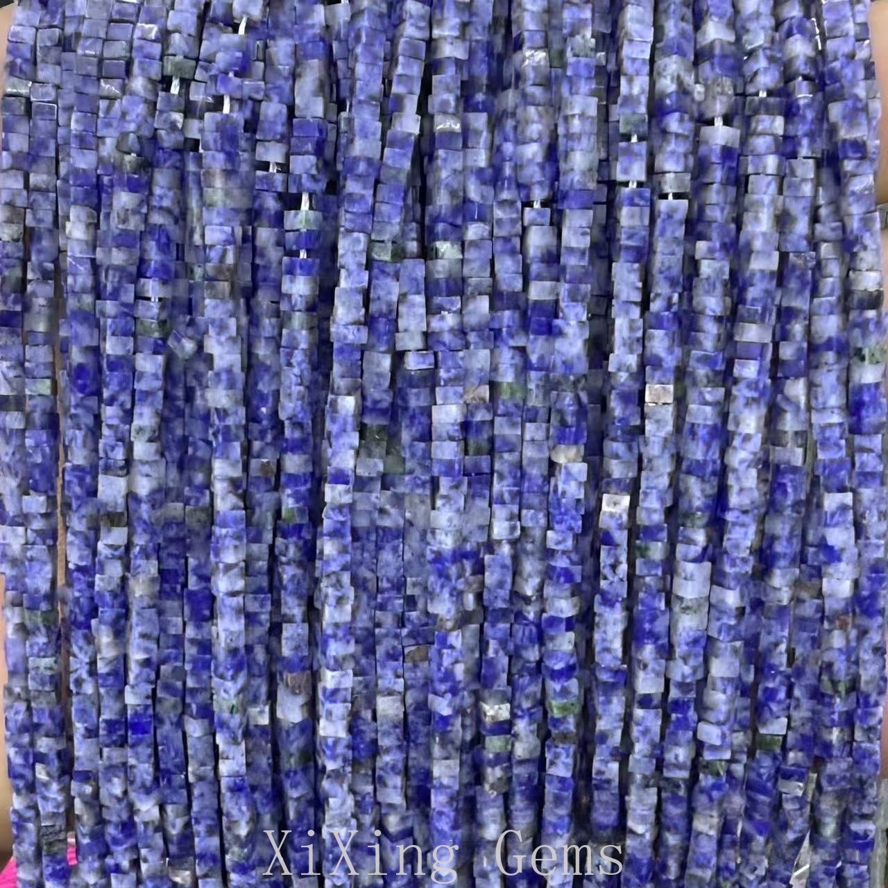 1x2mm Natural Blue Spot Jade Flat Square Disc Spacer Beads for Jewelry Making