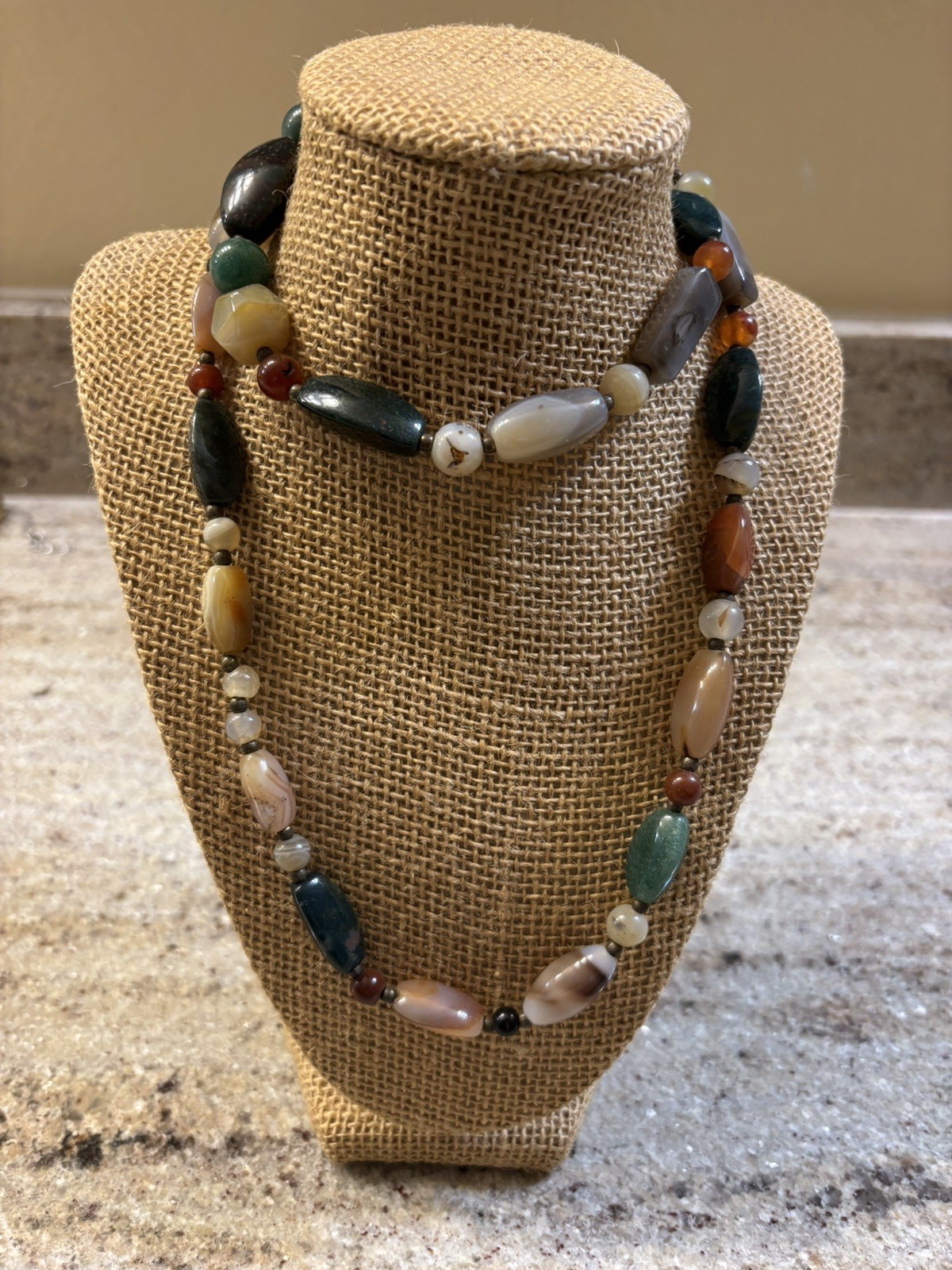 STONE BEADED NECKLACE GEMSTONE STRING STRAND