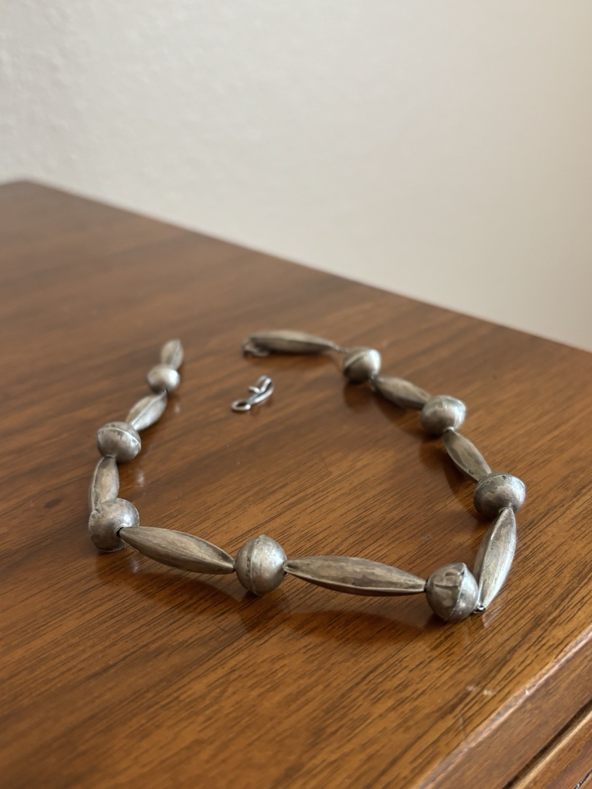 Old Pawn Navajo Pearls Barrel Round Beads Bench Necklace Sterling Silver Repair
