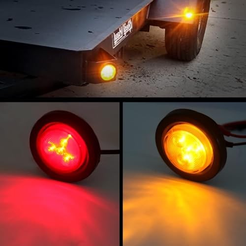 20Pcs 2″ Inch Round Led Marker Clearance Lights 4 LED, 10 Amber + 10 Red | 2