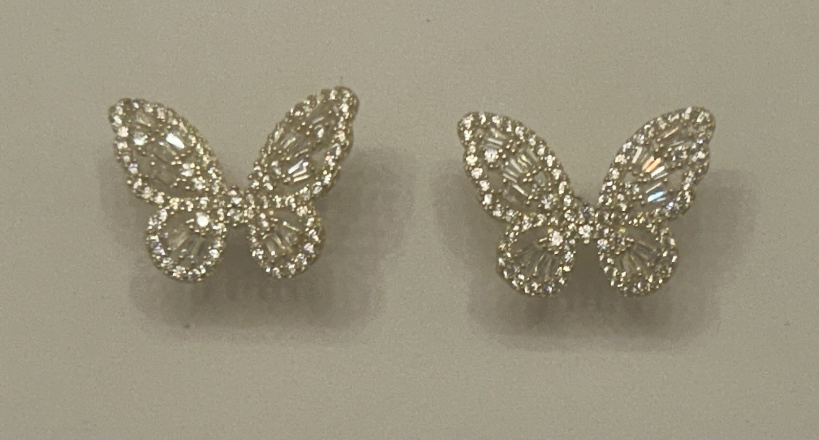 Fuzion Creations (FZN) Sterling 925 CZ Gold Tone Butterfly Earrings