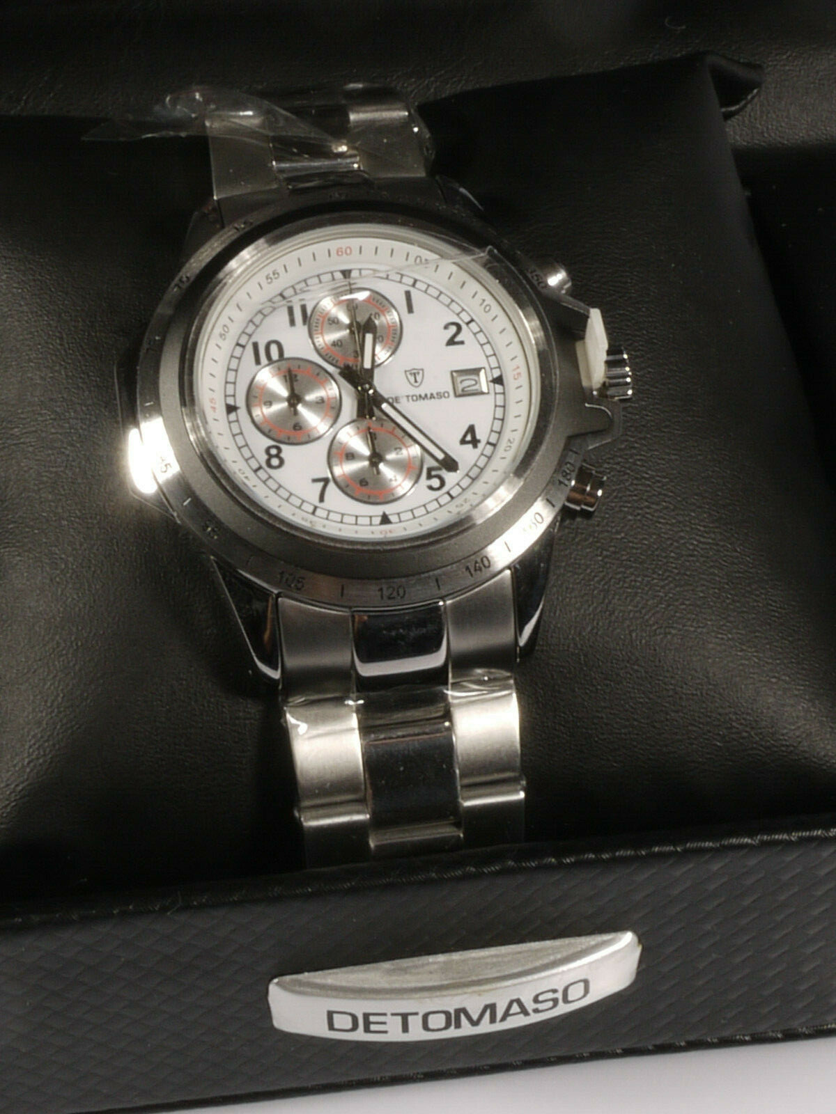 PRL) DETOMASO CHRONOGRAPH STEEL WRIST WATCH MONTRE QUARTZ WRIST WATCH