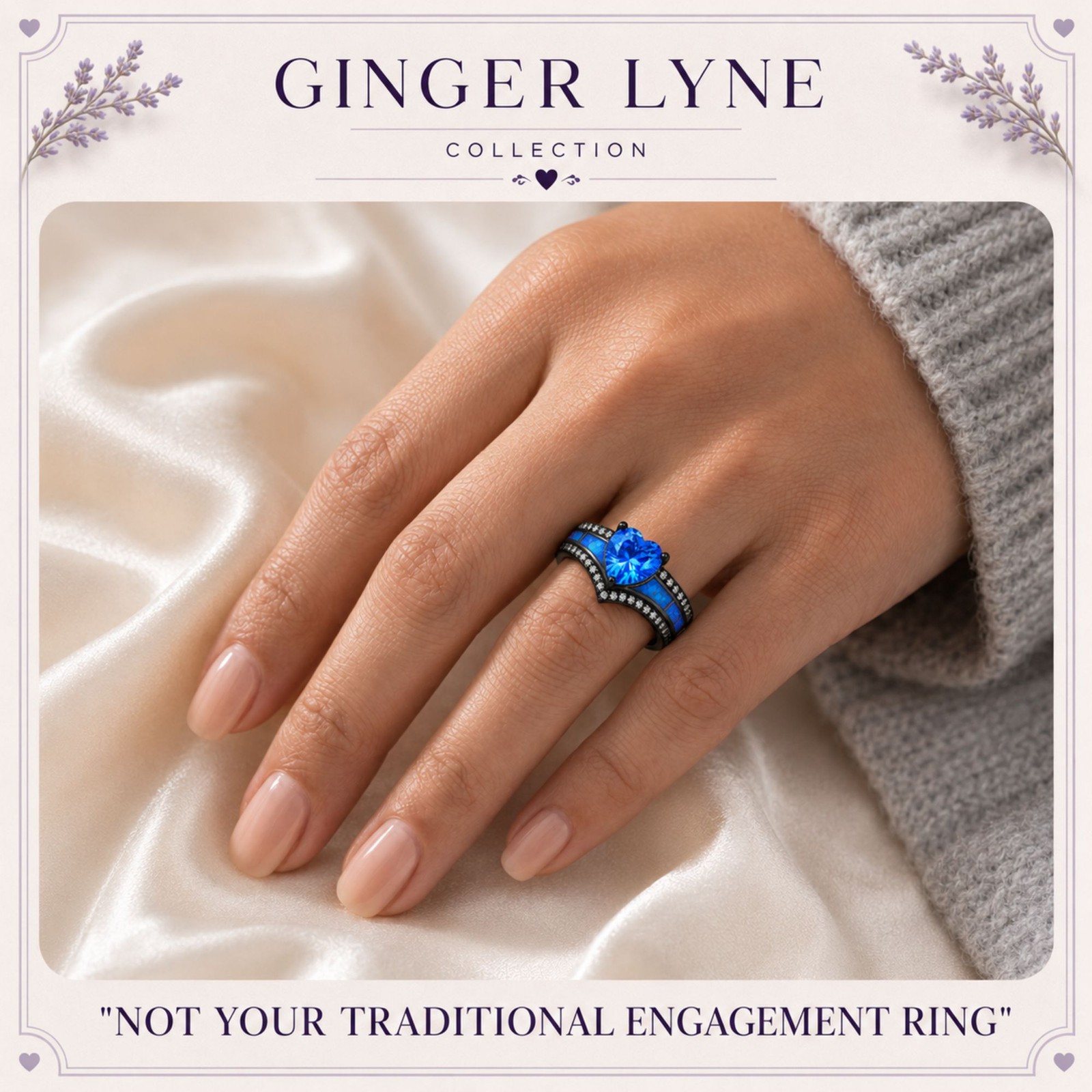 Black Engagement Ring for Women Mystic Topaz CZ Heart Promise Ring Gift for …