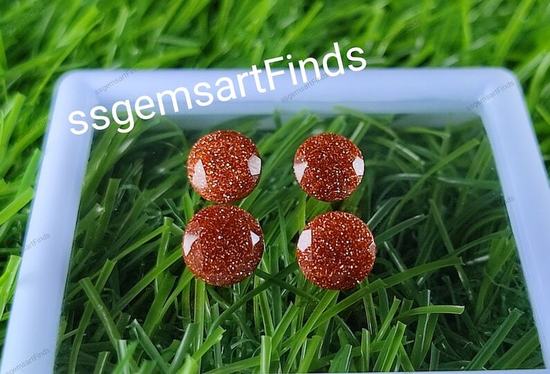 Gold Sandstone Round Shape Loose Gemstone Jewelry Making Gift