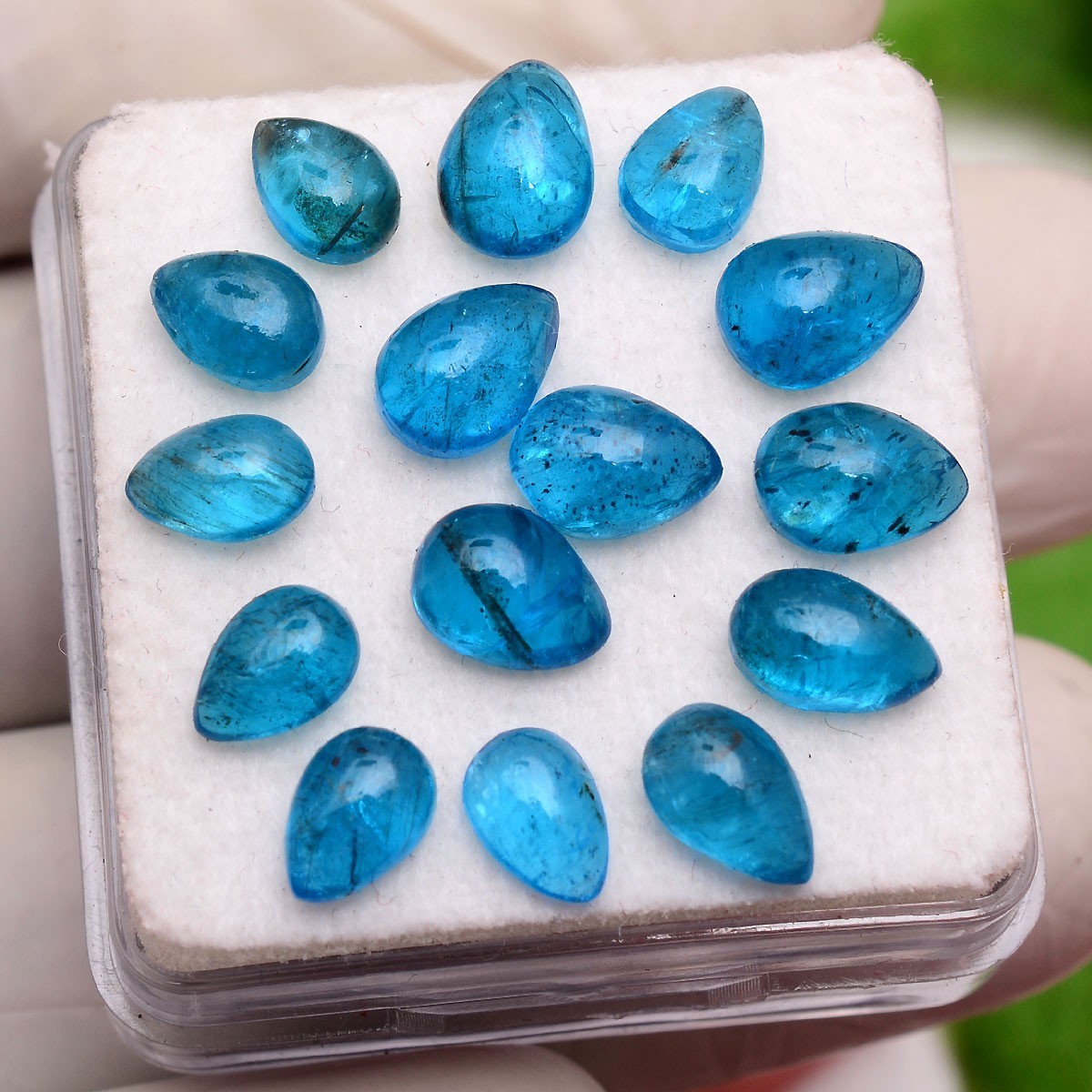 Set 15 Pcs Natural Apatite Untreated 7mm-8mm Pear Stunning Loose Gemstones Lot