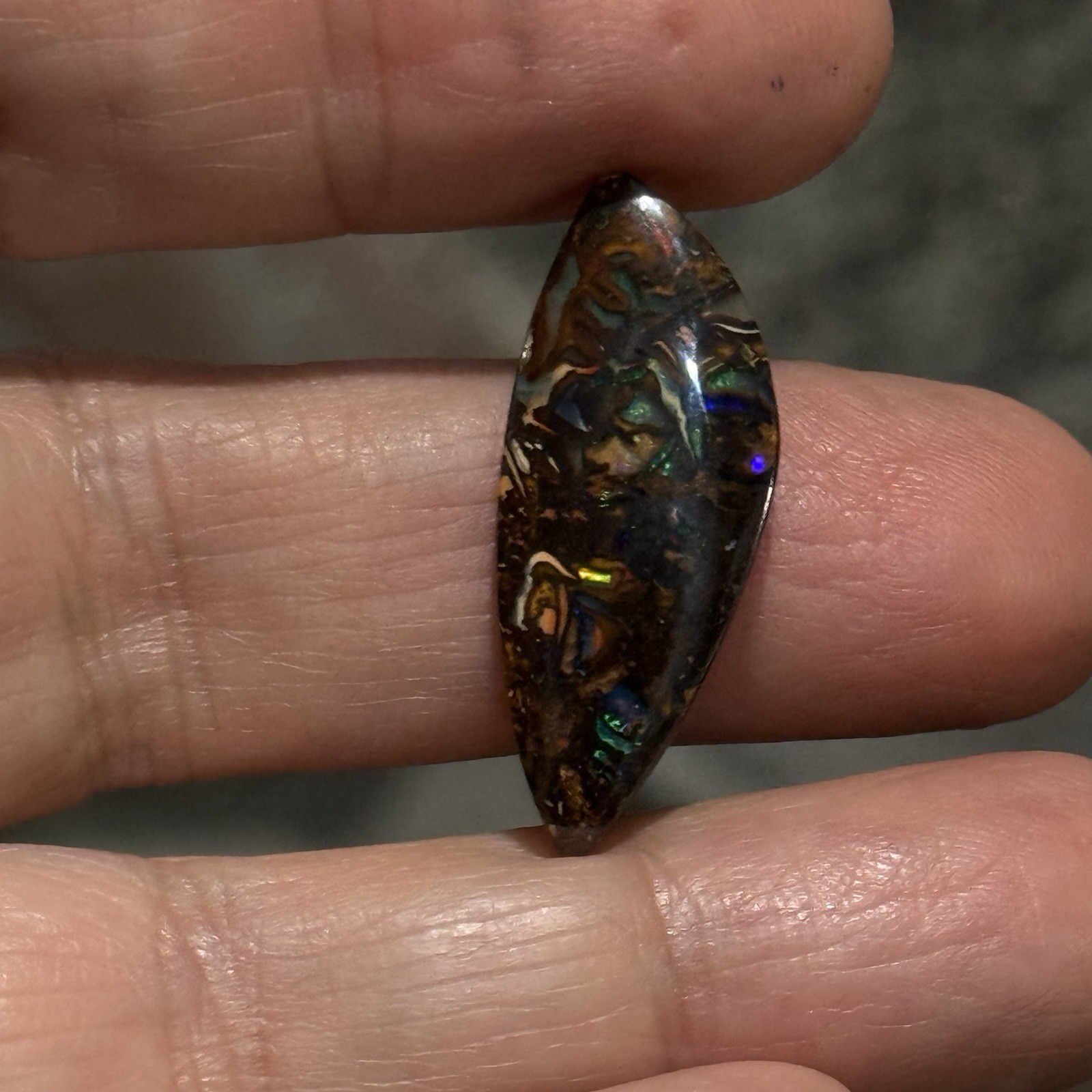 11ct 29×11.4×3.85mm Colorful Australian Koroit Boulder Opal Cabochon Gem