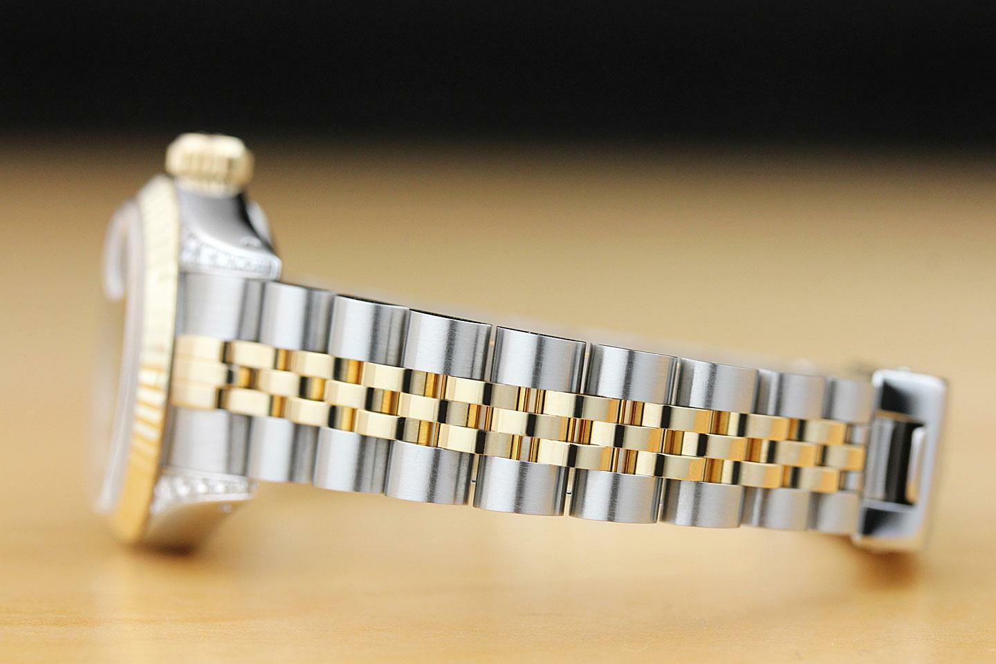ROLEX LADIES DATEJUST 18K YELLOW GOLD & STEEL QUICKSET WATCH + DIAMOND LUGS
