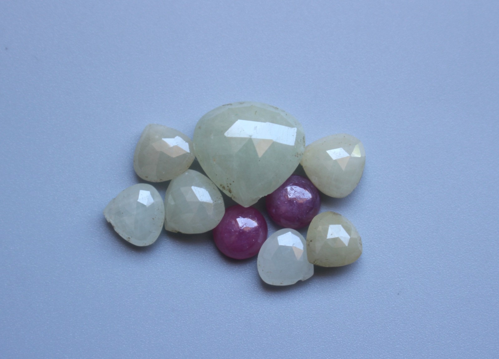 Ct.30.50 Natural Multi Sapphire & Ruby Rose Cut Faceted Cabochon Set Lot 7To13MM
