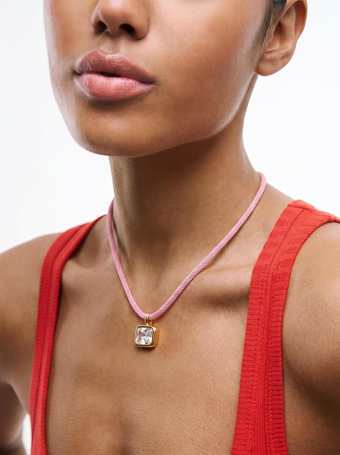 Adjustable Rope Choker with Crystal Rhinestone Pendant for Women | Paracord Cord