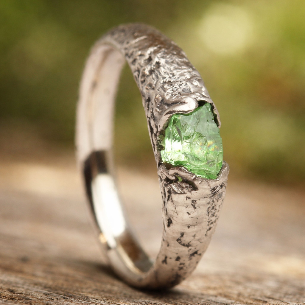 Raw Peridot Ring 925 Sterling Silver Band Ring Signet Ring Mens & Womens Ring