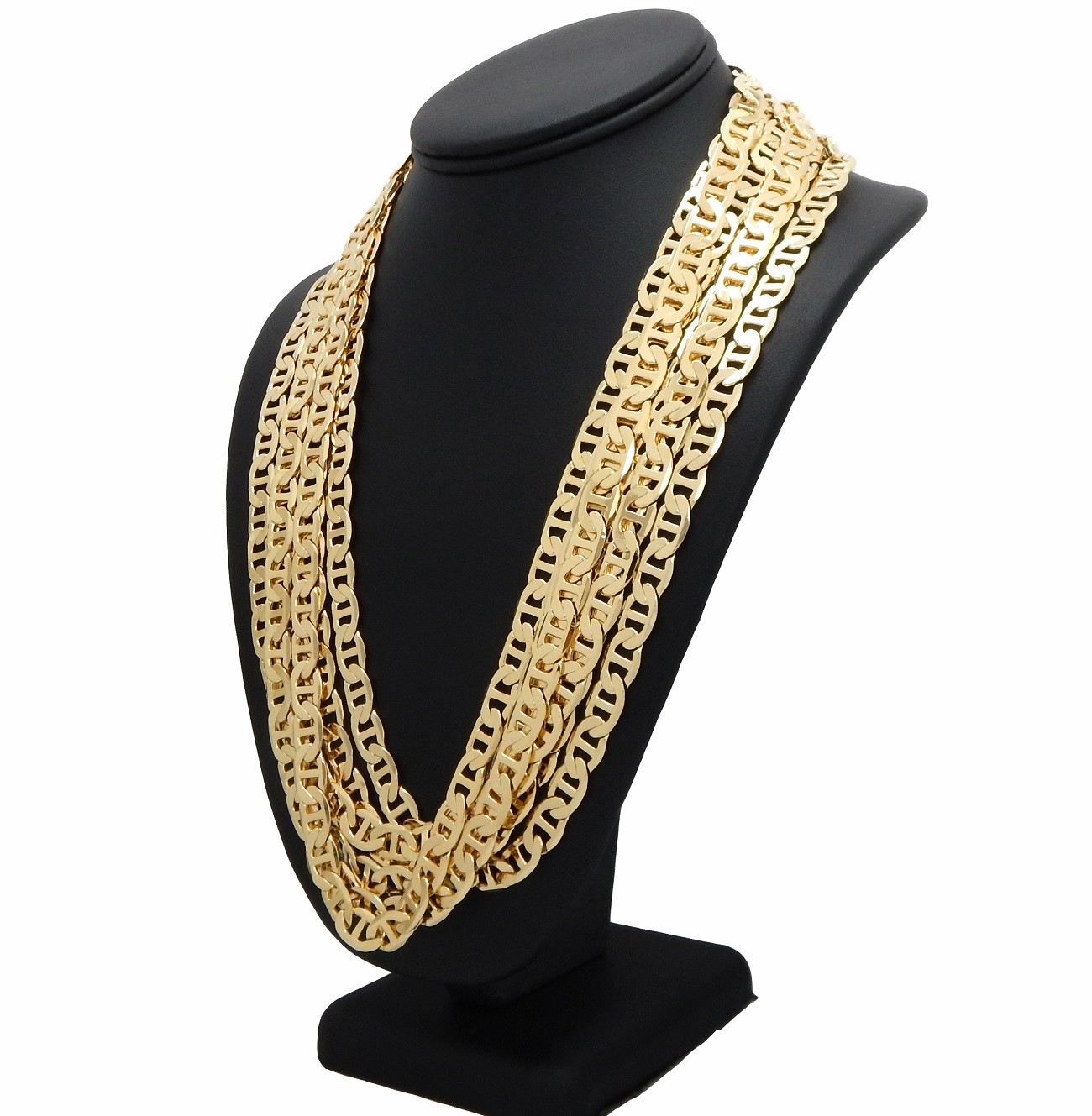9mm 6 Piece Mariner Anchor Chain Necklace 20″ 24″ 30″ Gold Finish Wholesale lots