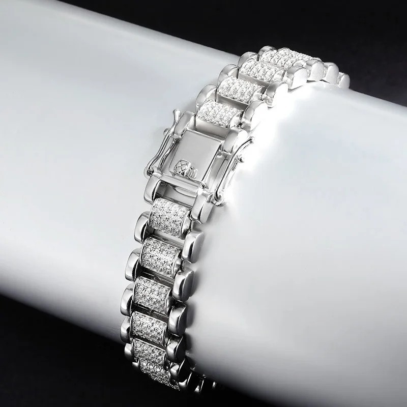 Luxury D Color VVS Moissanite Bracelet 925 Silver 7.5 Inches WG