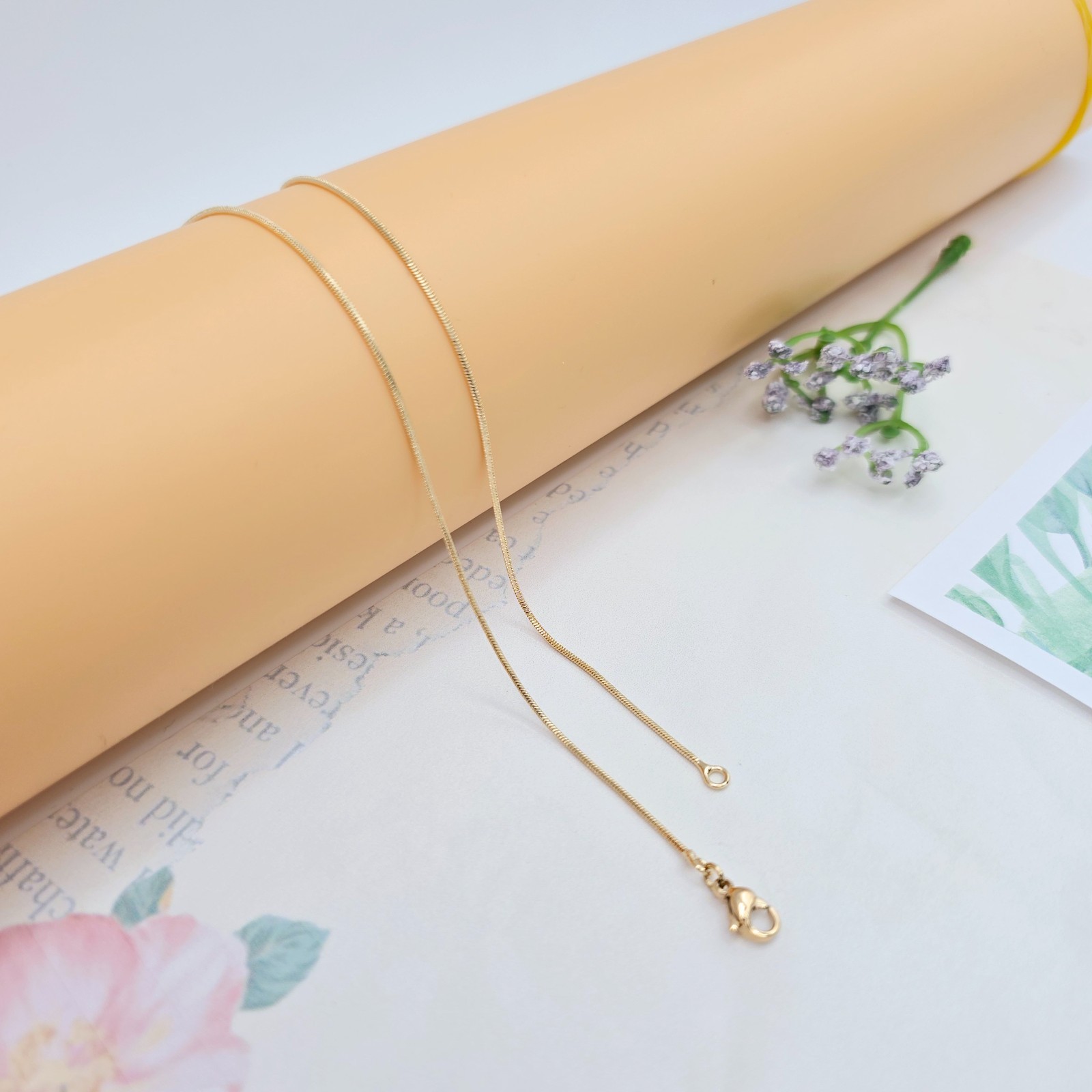 Flat Snake Chain Necklace for Women – 45cm , XPNL0047 Minimalist Rose Gold